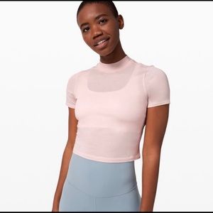 Lululemon Pink Crop Kitsilano Mock Neck